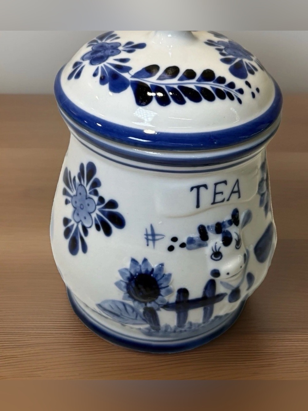 Vintage Blue White Delft Deco Lidded Canister
Jar TEA Handpainted Holland - Picture 5 of 10
